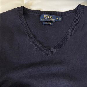 Polo by Ralph Lauren Men's Dark Blue V-Neck Sweater